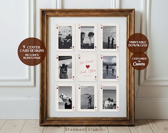 9 Custom Playing Card Posters, How Lucky Are We Print, Anniversary Gift for Boyfriend, Couple Photo Collage, Personalized DIY Canva Template