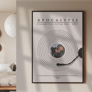 Impressão de letras de músicas com foto personalizada, pôster musical personalizado em vinil, presente musical personalizável, pôster com letras de vinil, presente de aniversário de casamento para casal