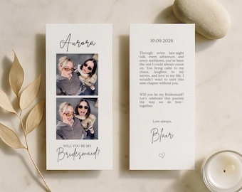 Bridesmaid Proposal Card Canva Template | Editable Maid of Honor Invitation | Will You Be My | Printable Photo Info Card | Digital Download
