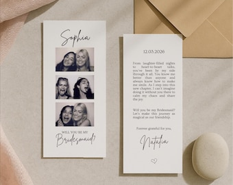 Bridesmaid Proposal Photo Strip Template, Will You Be My Bridesmaid Card, Maid of Honor Proposal, Editable Canva Printable Bridal Party Card