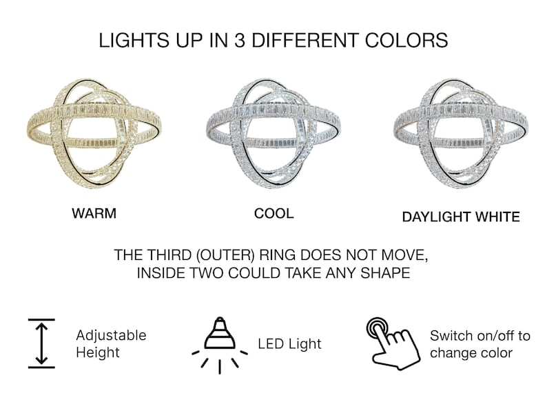 Crystal LED Chandelier – Orbit Design Pendant Light for Dining Room & Living Room image 3