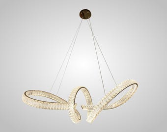 Crystal LED Chandelier – Unique Twisted Design Pendant Light for Living Room & Dining Room