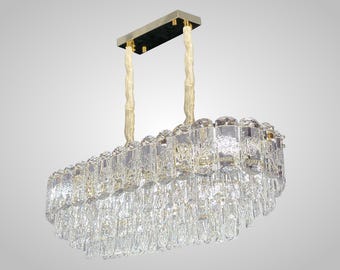 Rectangular Crystal Chandelier: Modern LED Ceiling Light, 31.4"