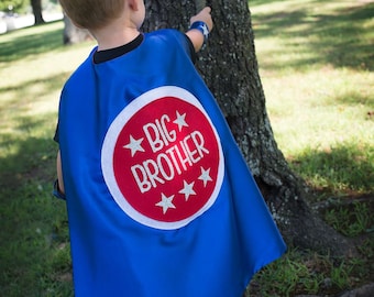 New BIG BROTHER CAPE - Kids superhero cape - Big Brother Gift - Big Sister Gift - Ships Fast- Birth Announcement - Big Brother Announncement