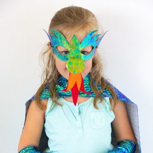 GREEN DRAGON Costume Cape with scales and spikes + optional Dragon Mask and Full Costume - Dress Up Costume - Kids Halloween Dragon Costume