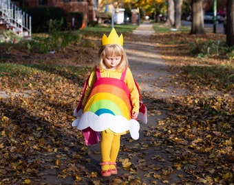 Handmade RAINBOW COSTUME for Kids / Superkidcapes / Rainbow party / Halloween ready / Kids halloween costumes / Rainbow baby costume