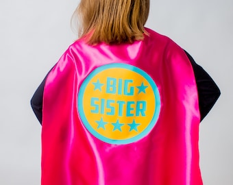 Ready to Ship Big Sister Superhero Cape - Sibling gift - big brother gift - new baby - affordable sibling gift