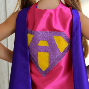 Personalized SUPERHERO CAPE Custom Gold Shield Fast Delivery Personalized Initial Kids Superhero Party 6