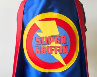 Personalized Superhero Cape for Kids, Full Name Cape, Toddler Costume, Birthday Gift, Dress Up, Pretend Play