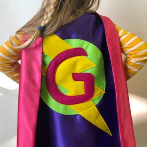 Superhero Cape Girls Superhero Cape double sided with Personalized initial Girl personalized gift 19