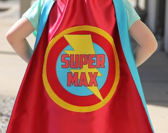 Customized Full Name Cape -  fast delivery - PERSONALIZED Kids SUPERHERO CAPE