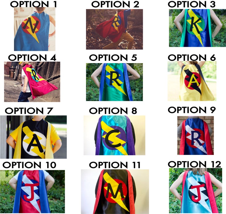 Best selling Kids SUPERHERO Cape Personalized double sided cape Any Initial Boy Birthday Gift Costume image 8