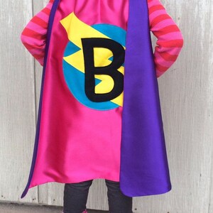 Superhero Cape Girls Superhero Cape double sided with Personalized initial Girl personalized gift 12