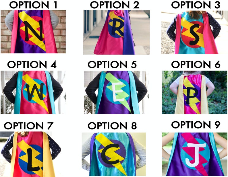 Superhero Cape Girls Superhero Cape double sided with Personalized initial Girl personalized gift image 8