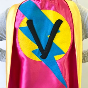 Superhero Cape Girls Superhero Cape double sided with Personalized initial Girl personalized gift 10