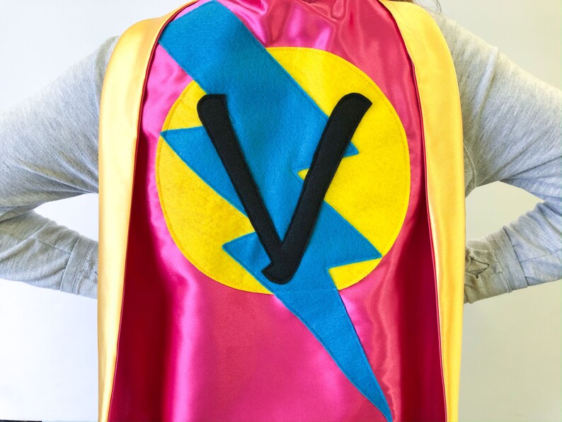 Superhero Cape Girls Superhero Cape double sided with Personalized initial Girl personalized gift 10