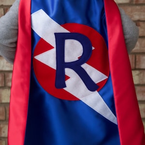 Personalized Superhero Cape - doublesided cape choose your initial - customized birthday gift
