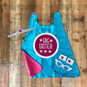 BIG BROTHER CAPE Set Kids superhero cape Big Brother Gift Big Sister Gift Big Brother Gift From Baby Big Brothers Are Superheroes turq/pink big sister