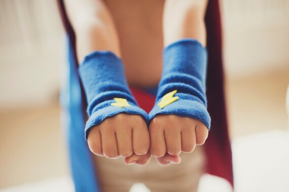 READY to SHIP EVERYDAY - Childrens Superhero Accessory Power Cuffs fingerless glove accessory - Hero Arm Bands - Halloween Accessory Il_570xn