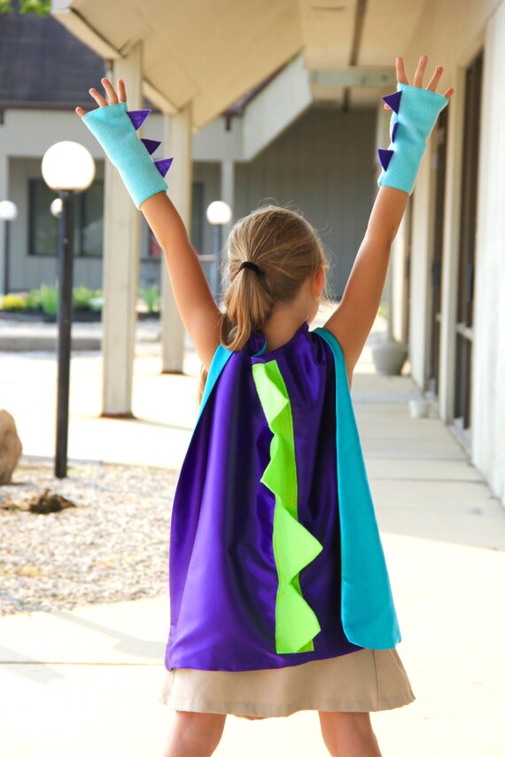 Ships Fast - Kids Halloween DINOSAUR Costume Cape with spikes + dino spike accessory gloves - 7 color options - Kids Halloween Dino Costume Il_570xn