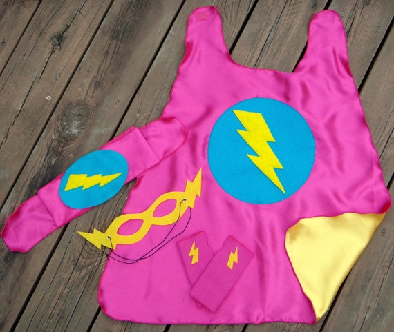 Ships Fast - Childrens Super Hero Cape PLUS Accessory Set Choose from 10 sets - Superhero Birthday Party Il_570xn