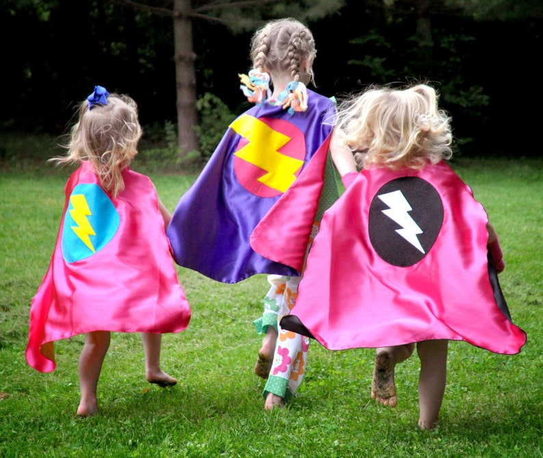 Halloween Ready Girl birthday gift Fast Shipping GIRLS SUPER HERO cape -Choose from 3 designs Super hero party capes