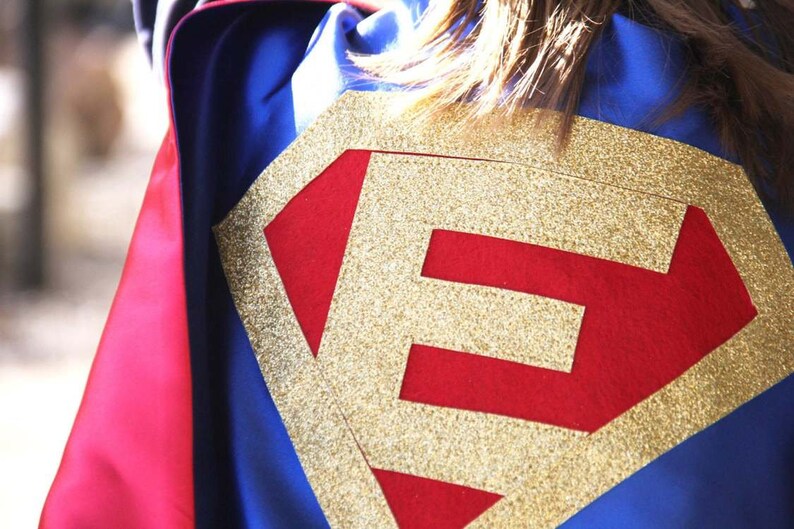 Kid Costume Personalized SUPERHERO CAPE with Custom Sparkle Shield Fast Delivery Kids Superhero Party Personalized Initial
