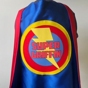 Ship Fast Kids Costume Boys PERSONALIZED SUPERHERO CAPE Customized Full Name Cape Superhero Party image 6