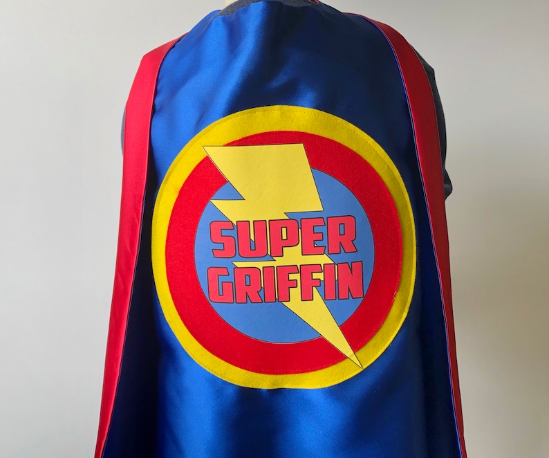 Ship Fast Kids Costume Boys PERSONALIZED SUPERHERO CAPE Customized Full Name Cape Superhero Party image 6