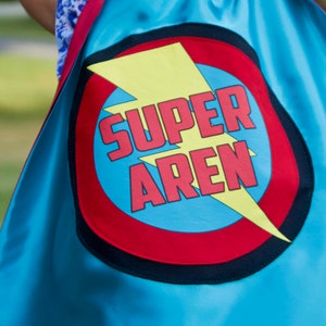 Ship Fast Kids Costume Boys PERSONALIZED SUPERHERO CAPE Customized Full Name Cape Superhero Party image 7