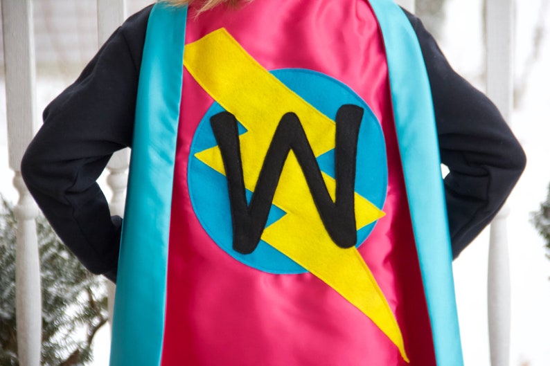 Superhero Cape Girls Superhero Cape double sided with Personalized initial Girl personalized gift 4