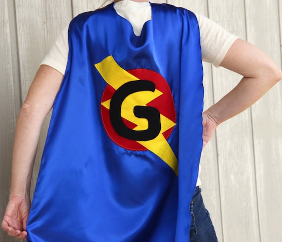 Costumes for Men and Women - ADULT SUPERHERO CAPE - Personalized Initial Lightning Bolt Hero Cape Costume - Ships Fast Il_570xn
