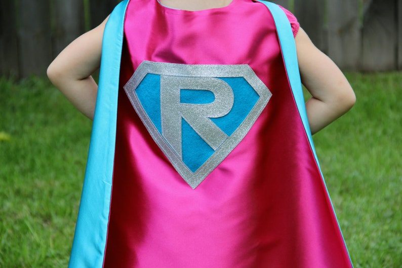 Personalized SUPERHERO CAPE Custom Gold Shield Fast Delivery Personalized Initial Kids Superhero Party 2