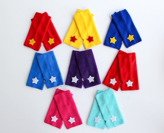 READY TO SHIP - Childrens Superhero Accessory - Lightning Bolt Fingerless Gloves Set - Hero Arm Bands - 18 Combinations - Halloween Ready Il_570xn