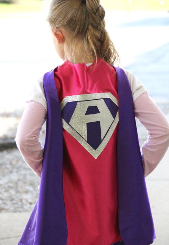 Ships Fast - Girls Sparkle Custom LETTER SUPERHERO CAPE - Custom Initial - Lots of color choices - Kids Halloween Costume - Superkidcapes Il_570xn