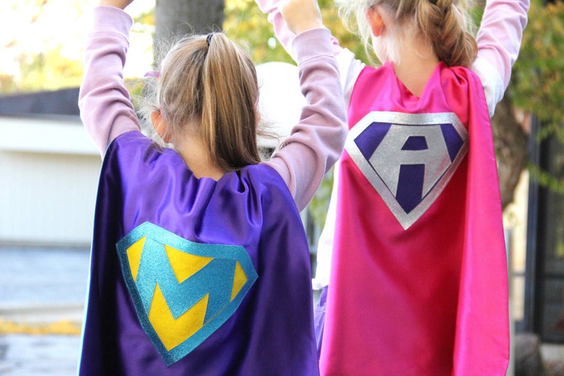 Personalized SUPERHERO CAPE Custom Gold Shield Fast Delivery Personalized Initial Kids Superhero Party 8
