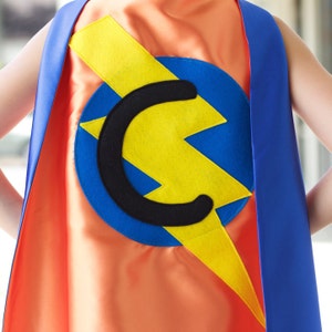 Super FAST DELIVERY - PERSONALIZED Boys Superhero Cape - Choose the Initial - Super hero party cape - 20 color combinations