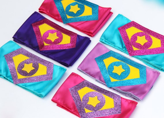 Girls SPARKLE SUPERHERO BELTS - 13 Colorful Kids Shield Belts - Coordinate perfectly with all our Superkid Capes - Superhero Accessory Il_570xn