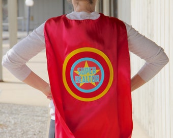 Super Anything ADULT SUPERHERO CAPE - You choose what it says - Custom Name Adult Cape - Ships Fast - Super Hero Capes for Men and Women