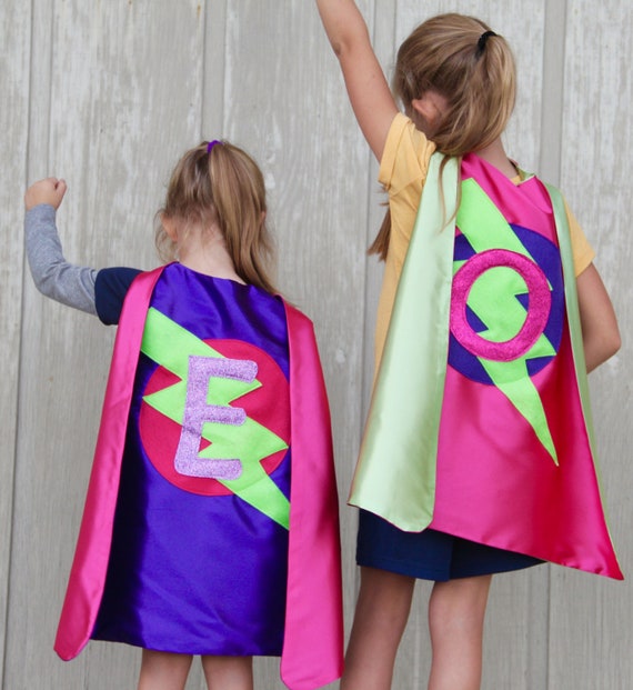 FAST SHIP GIRLS Personalized Sparkle Superhero Cape with custom initial - High quality sparkle design - girl birthday gift - Kids Halloween Il_570xn