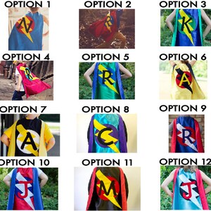 Personalized SUPERHERO CAPE Custom INITIAL Cape Double sided Superhero Party Cape image 8