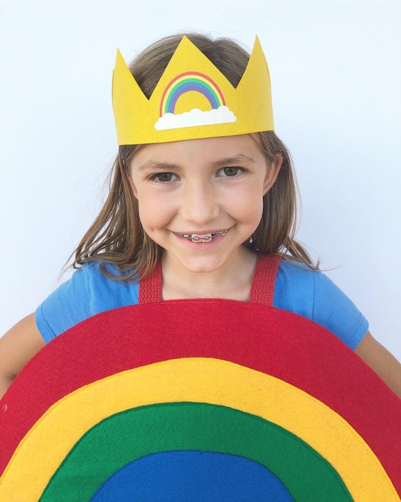 Childs RAINBOW COSTUME CROWN Accessory + Option to add full costume / Kids halloween costumes / Rainbow Crown /Rainbow Party / superkidcapes Il_570xn