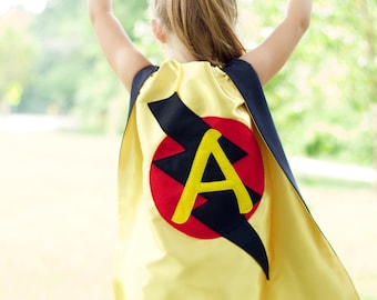 FAST Delivery - Lots of Color choices - Kids Superhero Cape Personalized double sided cape - Any Initial - Birthday Gift - Kids Easter Gift