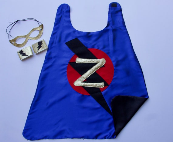 Fast Shipping - CUSTOM LETTER 3 Piece Superhero Cape Set + Sparkle Wrist Bands and Sparkle Mask - Kids halloween costumes & kid Christmas Il_570xn