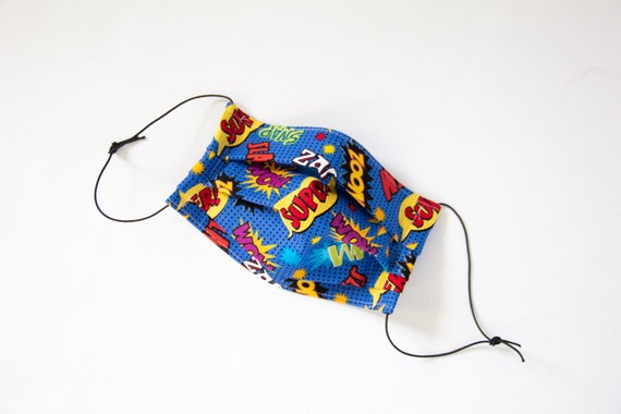 Superhero Face Mask | Kids Face Mask | Face Mask With Filter Layer | Washable Cotton Face Mask Adult | Made in the USA | Reusable Mask Il_570xn