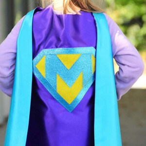 Personalized SUPERHERO CAPE Custom Gold Shield Fast Delivery Personalized Initial Kid Costume Kids Superhero Party Easter basket image 4