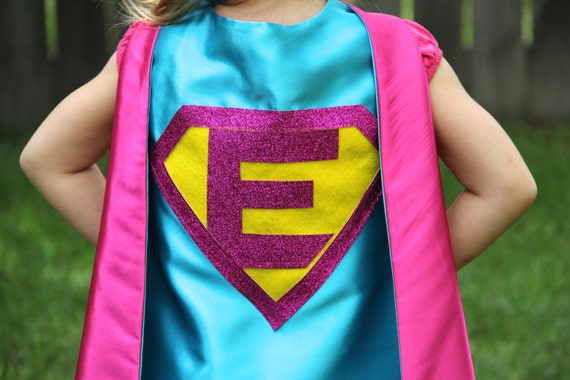Fast Delivery - Sparkle PERSONALIZED SUPERHERO CAPE - Customize with your child's initial - Girl Superhero - Superkidcapes - Easter basket Il_570xn
