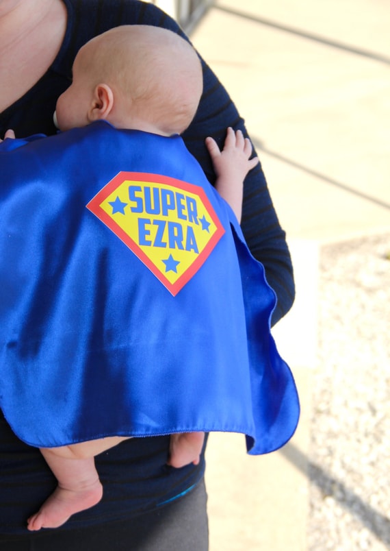 PERSONALIZED Baby SUPERHERO Cape - Baby Superhero Costume - Lots of color combinations - Birthday gift - Photo prop - Baby Costume Il_570xn