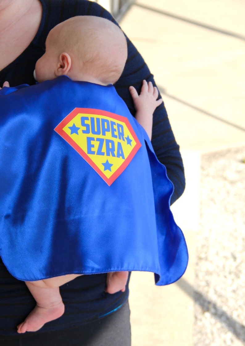 PERSONALIZED Baby SUPERHERO Cape Baby Superhero Costume Lots of color combinations Birthday gift Photo prop Baby Costume Design choice 1