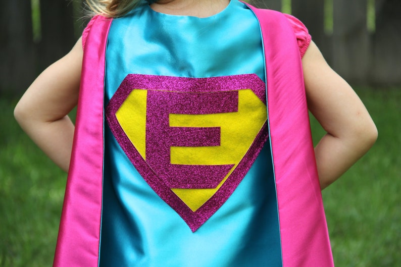 Personalized SUPERHERO CAPE Custom Gold Shield Fast Delivery Personalized Initial Kids Superhero Party 1